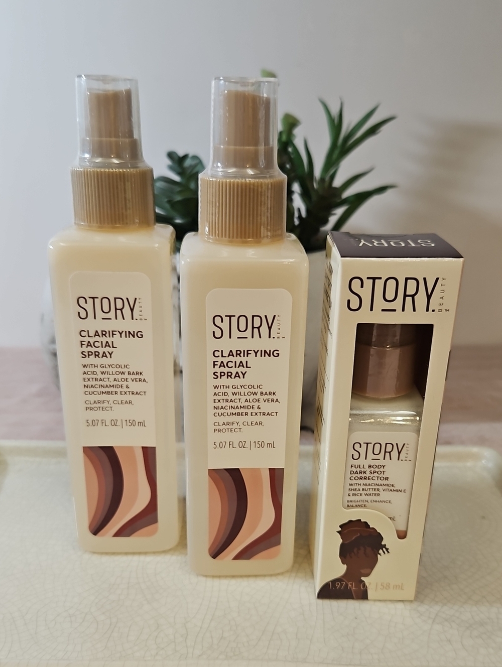STORY BEAUTY CLARIFYING FACIAL SPRAY/FULL BODY DARK SPOT CORRECTOR 3-PC